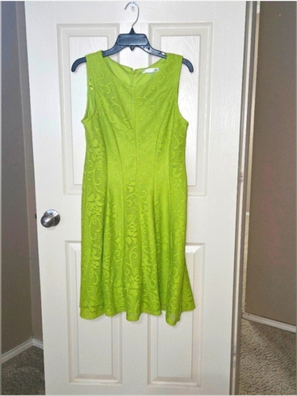 Sandra Darren Women's Fit And Flare Dress In Lime Green SZ 12
